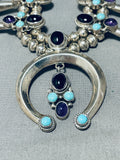 Amethyst & Turquoise Vintage Native American Navajo Sterling Silver Squash Blossom Necklace-Nativo Arts