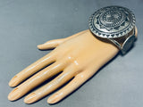 108 Grams!! Massive Shield Native American Navajo Sterling Silver Stamped Bracelet-Nativo Arts