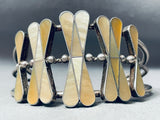 Butterfly Yellow Pearl Inlay Vintage Native American Navajo Sterling Silver Bracelet-Nativo Arts