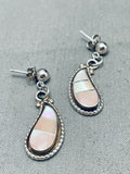 Tears Of Pearl Vintage Native American Navajo Sterling Silver Earrings-Nativo Arts