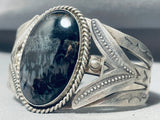 Midnight Mysterious Vintage Native American Navajo Petrified Wood Sterling Silver Bracelet-Nativo Arts