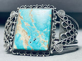 One Of The Best Ever Vintage Native American Navajo Squared Turquoise Sterling Silver Bracelet-Nativo Arts