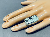 Stunning Native American Navajo Green Waterweb Turquoise Sterling Silver Immense Ring-Nativo Arts