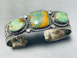 Opulent Vintage Native American Navajo Green Turquoise Sterling Silver Bracelet-Nativo Arts