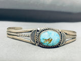 Exquisite Native American Navajo Rare Candelaria Turquoise Sterling Silver Bracelet-Nativo Arts