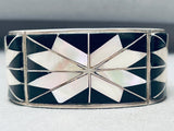 The Best Black And White Vintage Navajo 6 Inch Wrist Sterling Silver Bracelet-Nativo Arts