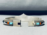 6 Inch Wrist Vintage Native American Zuni Turquoise Inlay Sterling Silver Clasp Bracelet-Nativo Arts