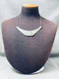 Signed Vintage Native American Navajo Opal Inlay Sterling Silver Necklace