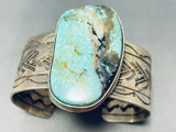Gigantic Native American Navajo Kingman Turquoise Sterling Silver Bracelet-Nativo Arts
