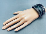 One Of The Most Unique Vintage Navajo Sterling Silver Wave Bracelet Cuff-Nativo Arts