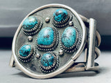 Heavy 124 Grams Vintage Native American Navajo Turquoise Sterling Silver Bracelet Cuff-Nativo Arts