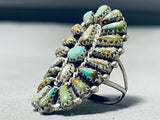 Native American Noteworthy Vintage Zuni Turquoise Cluster Sterling Silver Large Ring-Nativo Arts