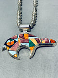 Important Vintage Native American Navajo Brownbear Inlay Turquoise Sterling Silver Necklace-Nativo Arts