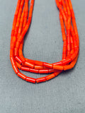 Rare Native American Navajo Coral Tubed Heishi Sterling Silver Necklace-Nativo Arts