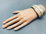 One Of The Best 6 Inch Wrist Vintage Tan Stone Inlay Sterling Silver Bracelet-Nativo Arts