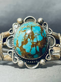 Bulbous #8 Very Rare Vintage Native American Navajo Sterling Silver Turquoise Bracelet-Nativo Arts