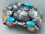 Huge Flower Southwestern Sterling Silver Turquoise Bracelet-Nativo Arts