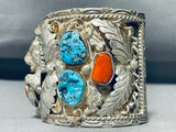141 Grams Jerr Roan Heavy Vintage Native American Navajo Turquoise Sterling Silver Bracelet-Nativo Arts