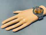 Rare Translucent Petrified Wood Vintage Native American Navajo Sterling Silver Bracelet-Nativo Arts