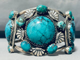 One Of Most Unique Vintage Native American Navajo Spiderweb Turquoise Sterling Silver Bracelet-Nativo Arts