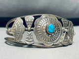 Concho Belt For Wrist! Vintage Native American Navajo Turquoise Sterling Silver Bracelet-Nativo Arts