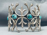 One Of The Most Intricate Tall Vintage Native American Navajo Turquoise Sterling Silver Bracelet-Nativo Arts