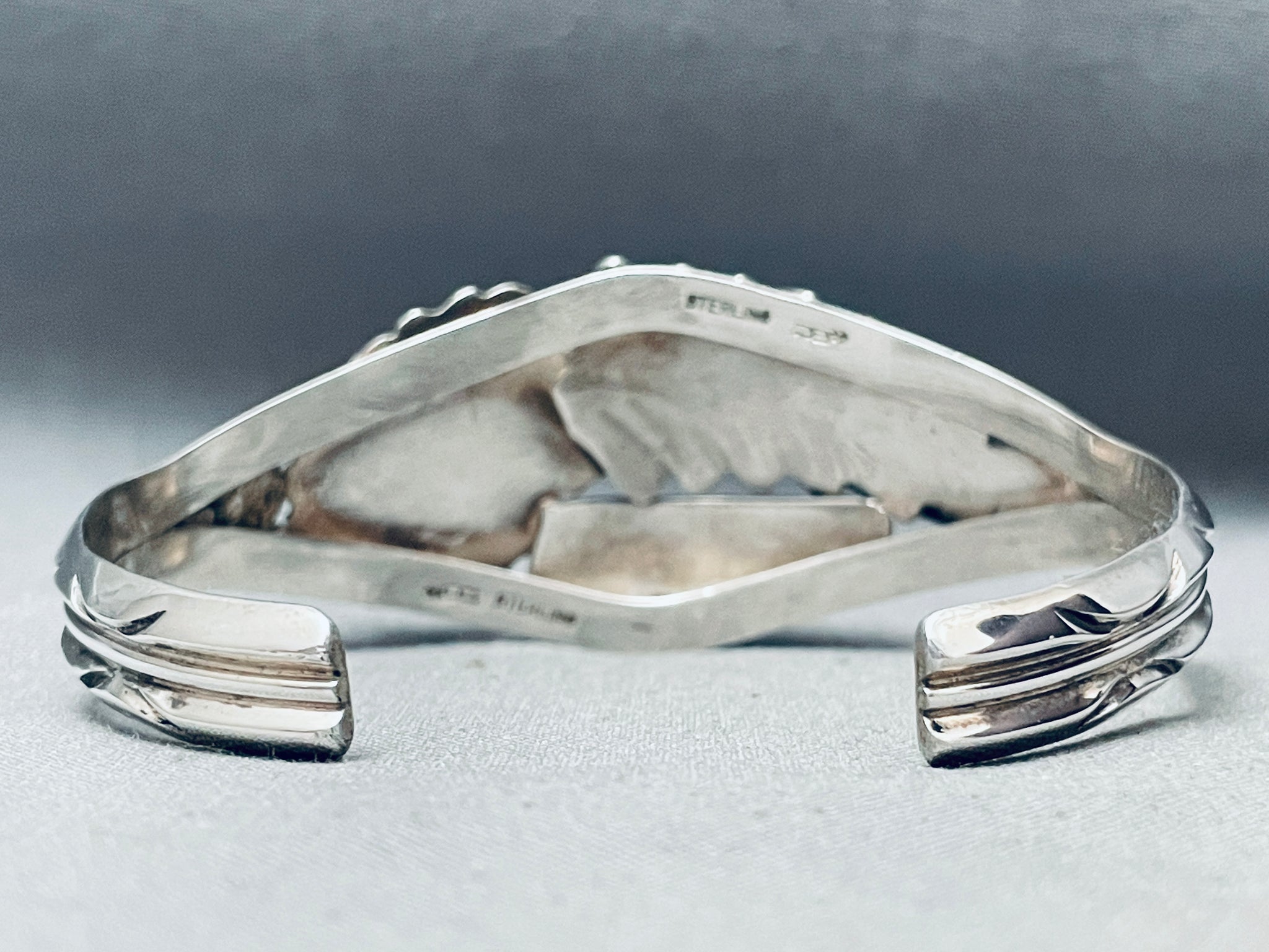 Chunky Coral Vintage Native American Navajo Sterling Silver Leaf Brace ...