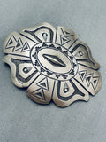 Hem Brown Vintage Native American Navajo Heavy Detailed Sterling Silver Buckle-Nativo Arts