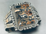 Tigers Fur Vintage Native American Navajo Sterling Silver Petrified Wood Bracelet-Nativo Arts