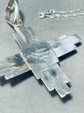 Rob Yellowhorse Native American Navajo Morenci Turquoise Sterling Silver Zia Necklace-Nativo Arts