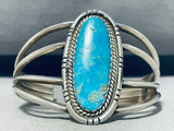 Authentic Vintage Native American Navajo Blue Gem Turquoise Sterling Silver Bracelet-Nativo Arts