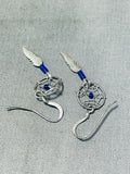 Feather Dreamcatcher Dangles Vintage Native American Navajo Sterling Silver Earrings-Nativo Arts