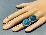Astonishing Vintage Native American Navajo Spiderweb Turquoise Sterling Silver Ring-Nativo Arts