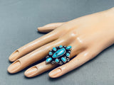 Huge Adjustable Vintage Navajo Turquoise Cluster Sterling Silver Ring-Nativo Arts