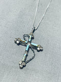 Detailed Vintage Native American Navajo Turquoise Sterling Silver Reversible Cross Necklace-Nativo Arts