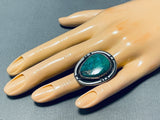 Brilliant Vintage Native American Navajo Blue Green Turquoise Sterling Silver Huge Ring-Nativo Arts