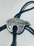 Traditional Vintage Native American Navajo Sterling Silver Bear Bolo Tie-Nativo Arts