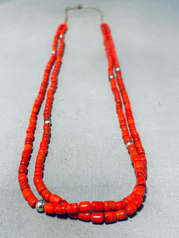 Gorgy!! Special Vintage Santo Domingo Coral Sterling Silver Necklace-Nativo Arts