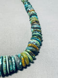 Riveting Native American Navajo Flat Turquoise Heishi Sterling Silver Necklace-Nativo Arts