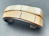 One Of The Best 6 Inch Wrist Vintage Tan Stone Inlay Sterling Silver Bracelet-Nativo Arts