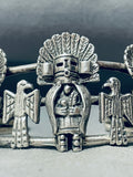 One Of The Most Unique Vintage Kachina Sterling Silver Bracelet Cuff-Nativo Arts
