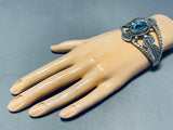 Oliver Family Native American Navajo Blue Diamond Turquoise Sterling Silver Bracelet-Nativo Arts