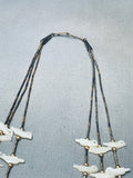 Stunning Vintage Native American Navajo Mother Of Pearl Sterling Silver Bird Fetish Necklace-Nativo Arts