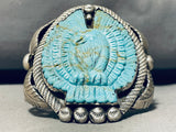 Huge Hand Carved Eagle Turquoise Sterling Silver Bracelet-Nativo Arts