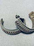 Traditional Vintage Native American Navajo Sterling Silver Rope Hoop Earrings-Nativo Arts