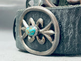 Sturdy Hand Tooled Vintage Native American Navajo Sterling Silver Green Turquoise Concho Belt-Nativo Arts