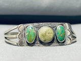 Pre 1920's Vintage Native American Navajo Cerrillos Turquoise Coin Ingot Silver Bracelet-Nativo Arts