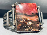 The Most Unique Vintage Native American Navajo Pink Petrfied Wood Sterling Silver Bracelet-Nativo Arts