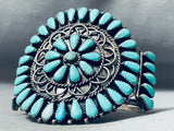 Sylvia Chee Native American Navajo Cluster Sleeping Beauty Turquoise Sterling Silver Bracelet-Nativo Arts