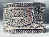 Heavy 95 Grams Vintage Native American Navajo Hand Tooled Sterling Silver Concho Bracelet Cuff-Nativo Arts